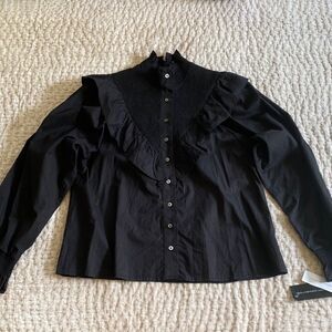 Black Ruffled Women's Top